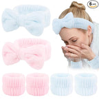 WHAVEL 6PCS Spa Headband and Wristbands Set, Face Wash Headband Wrist Bands by Whavel