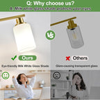 MOKATNG 3-Light Bathroom Light Fixtures, Brushed Gold Vanity Light - Image 6