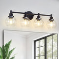 4-Light Bathroom Light Fixture Black Vanity Lights Over Mirror Modern Wall by Zqoyn