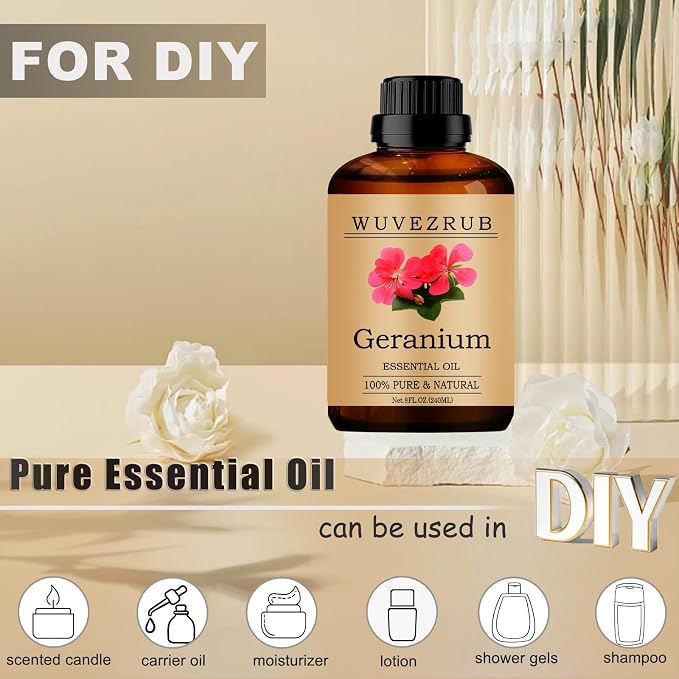Geranium Essential Oils, 240ML Pure and Natural Essential Oil - Image 3