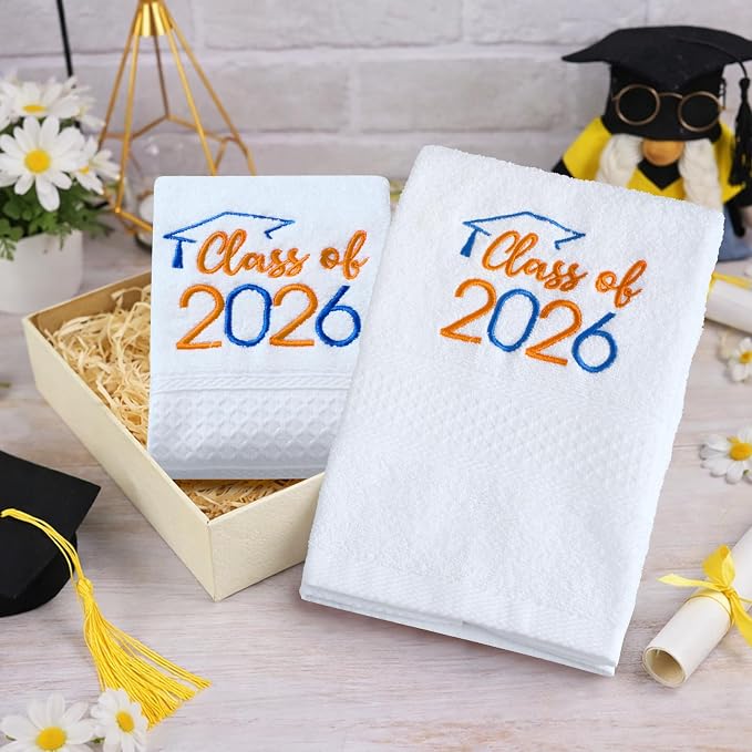 MASHAN Class of 2026 Graduation Hand Towels 3 Pack, 100% Cotton Soft Absorbent - Image 5