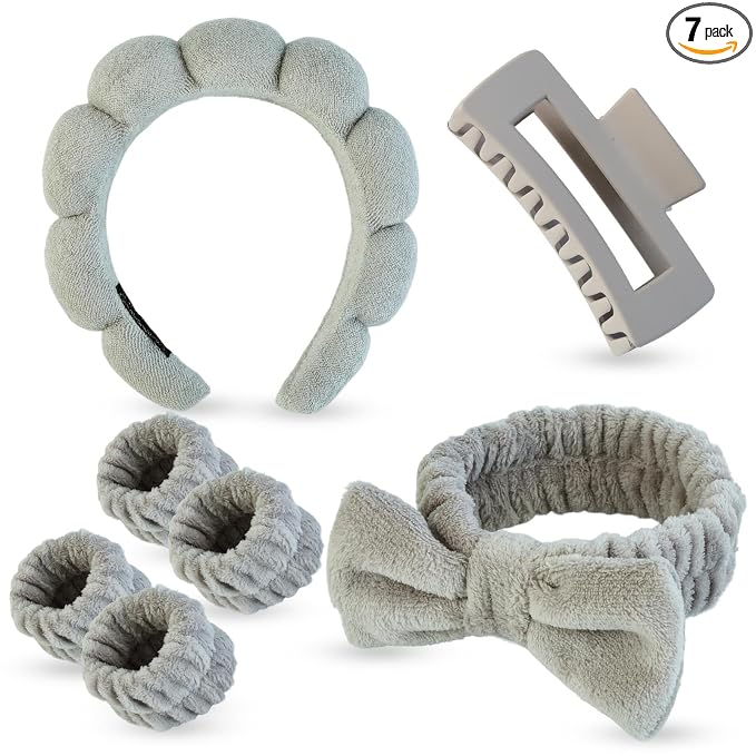 7 Pcs Spa Set, Facial Headband and Wristband Set, Skincare Accessories by Unknown