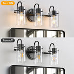 3 Lights Vanity Lights, Matte Black Bathroom Wall Light Fixtures over Mirror - Image 2