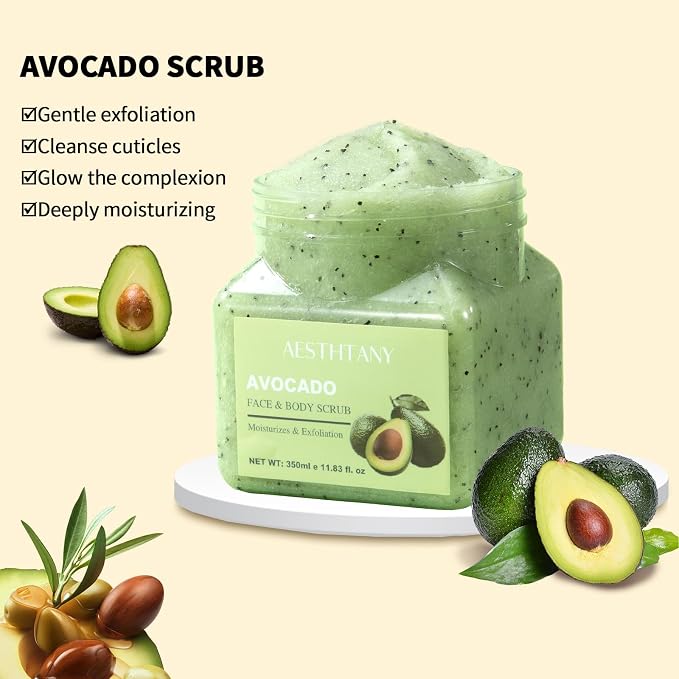 Avocado Body Scrub &Avocado Face & Body ScrubMoisturizing and Exfoliating Body - Image 5