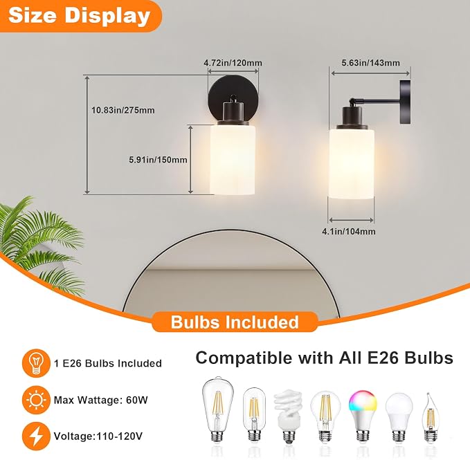 DLLT Wall Sconces Set of Two: Modern Bathroom Vanity Light Fixtures - Image 4