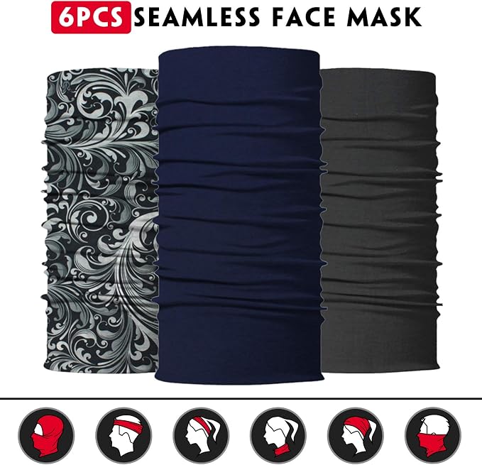 Venswell Neck Gaiter Face Mask Men Women, Seamless Bandana Rave Face Cover - Image 4