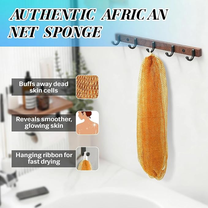 African Net Sponge Authentic Exfoliating Body Scrubber - Image 3