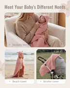 Blissful Diary Muslin Baby Hooded Towel 1 Pack, Soft & Absorbent Bath Towel - Image 4