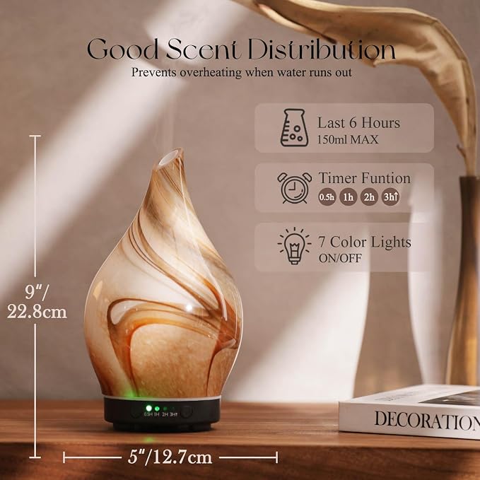 Porseme 150ml Essential Oil Diffuser Glass Color Changing Aroma Air Diffusers - Image 3
