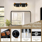 3-Light Farmhouse Bathroom Light Fixtures, Rustic Sconces Wall Lighting - Image 3