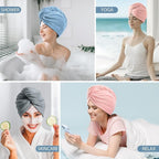 Microfiber Hair Drying Cap, Ultra Absorbent Hair Towel Wrap Turban - Image 8