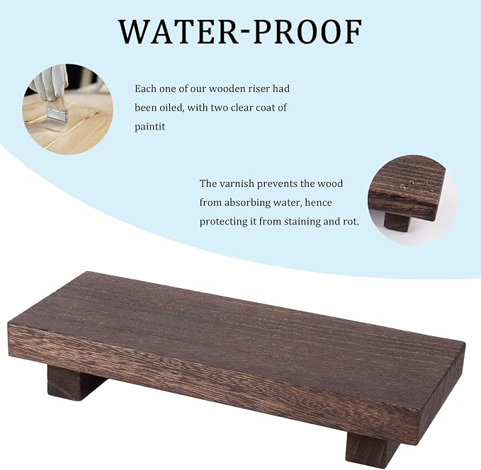 zoocatia Small Wood Tray Pedestal Stand Farmhouse Bathroom Decor Decorative - Image 4