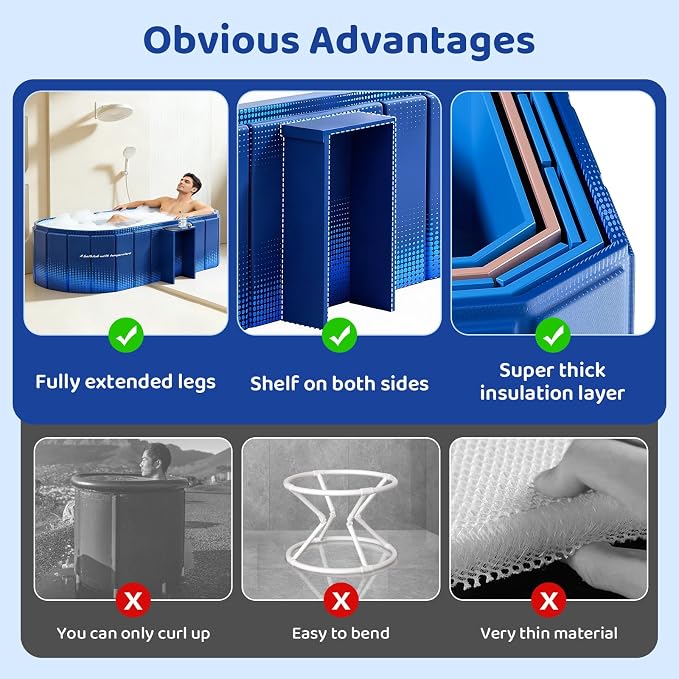 Portable Foldable Bathtub, Freestanding Bathtub No Installation, Bathroom SPA - Image 8