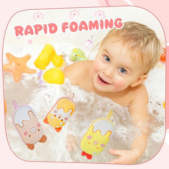 Baby and Kids Bath Loofah Sponge, Soft and Absorbent Toddler Exfoliating Body - Image 7