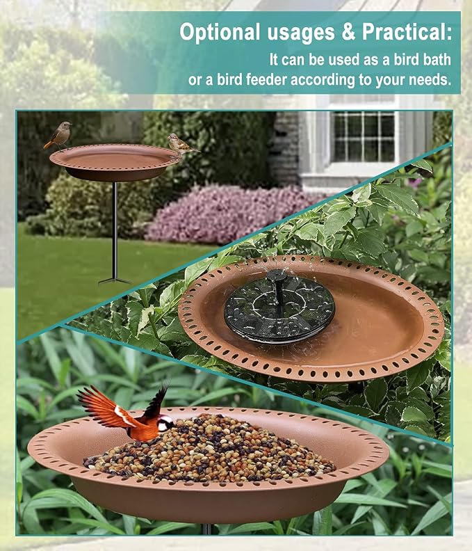 Garbuildman Extra-Large Freestanding Birdbaths Bowl, Detachable Decoration Spa - Image 9