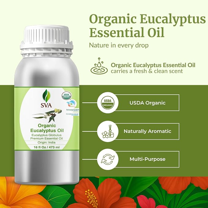 SVA Eucalyptus Essential Oil Organic – 16 Fl Oz – 100% Natural Organic - Image 2