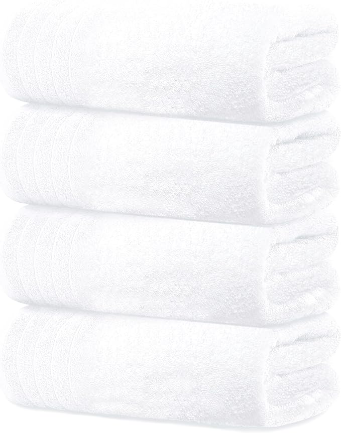 Tens Towels Pack of 4 Extra Large Bath Towels 30 x 60 Inches, 100% Cotton by TensTowels