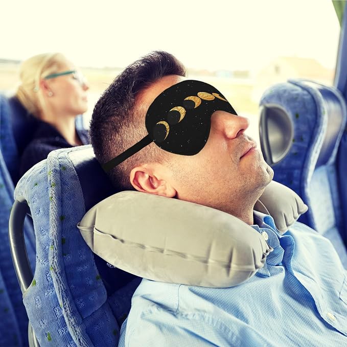 Boho Sun Moon Silk Eye Mask for Sleeping, Dorm Airplane Travel Nap, Boho Moon - Image 2