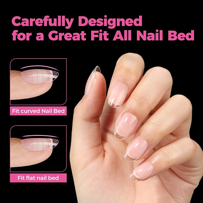 UNA GELLA Short Oval Round Nail Tips Pre Etched Short Oval Gel Nail Tips Soft - Image 4