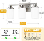 L LOHAS LED Brushed Nickel Bathroom Light Fixtures, 3-Light Vanity Light Over - Image 3