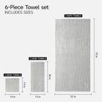 REDKISS Ultra Soft Bath Towels Set of 6 Large 35"x70" | 100% Microfiber - Image 3