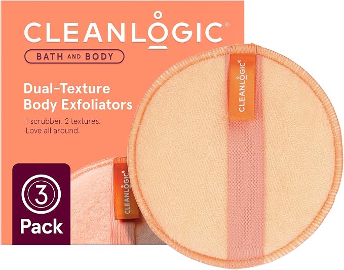Cleanlogic Bath and Body Exfoliating Body Scrubber, Dual-Texture Round by Cleanlogic