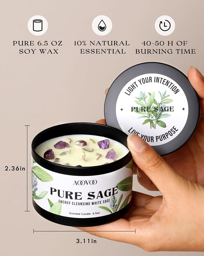 AOOVOO 4 Pack Sage Candles - Image 4