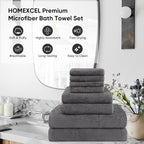 HOMEXCEL 8 Piece Bath Towel Set, Microfiber Bathroom Towel - Image 3