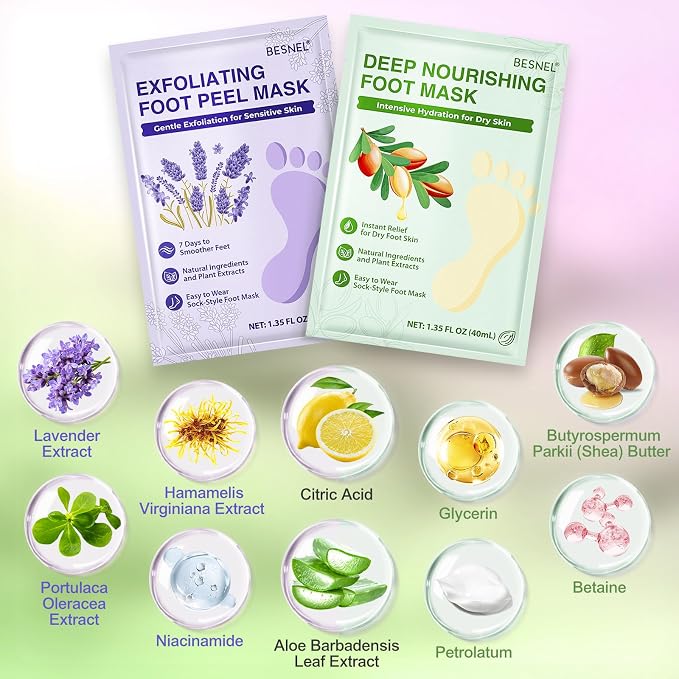 12Pack Moisturizing＆8Pack Foot Peeling Foot Mask, Hydrating Foot Masks Dry - Image 4