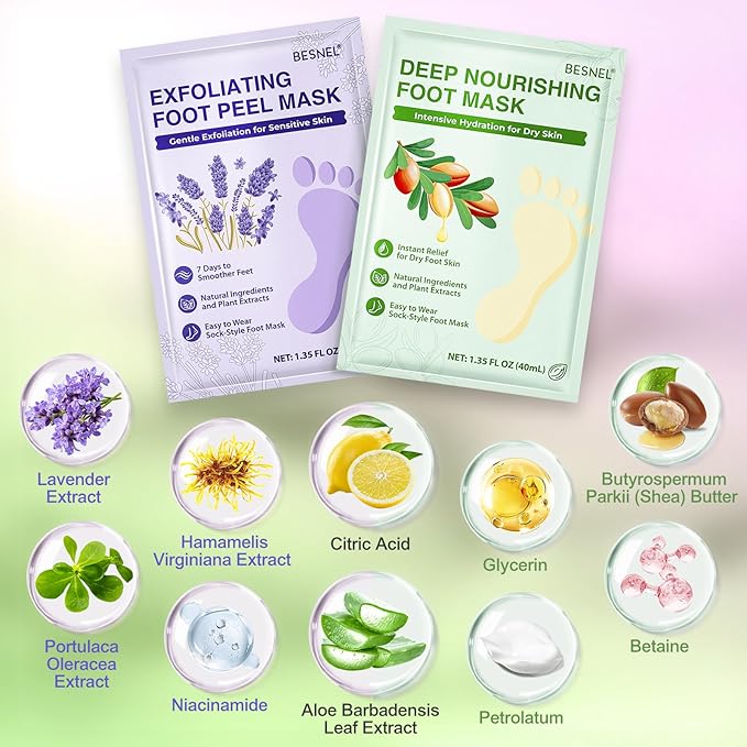 5Pack Moisturizing＆3Psck Foot Peeling Foot Mask, Hydrating Foot Masks Dry - Image 4