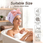 2Pcs Skin-Friendly Hair Drying Cap Quick-Drying Hair Towel Cap Microfiber - Image 5