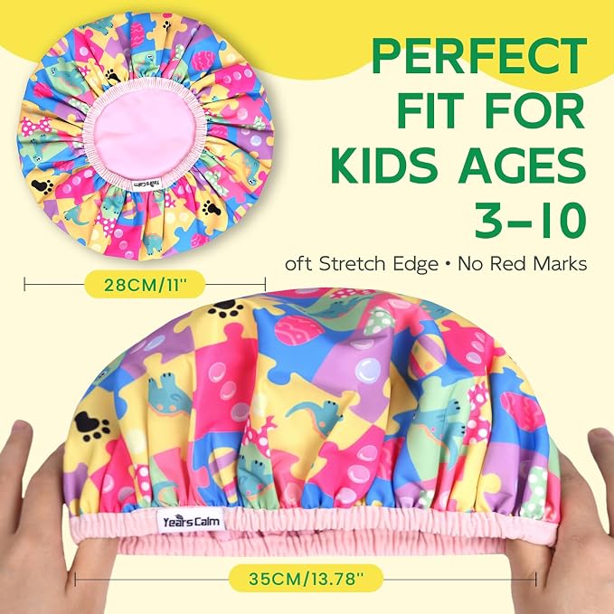 Years calm Kids Shower Cap, Waterproof Reusable Cartoon Bath Cap - Image 2