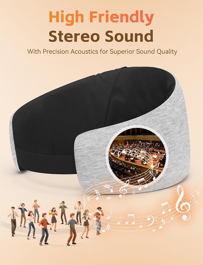 Sleep Mask with Headphones Bluetooth 6.0, 20H Playtime Sleeping Headphones with - Image 5