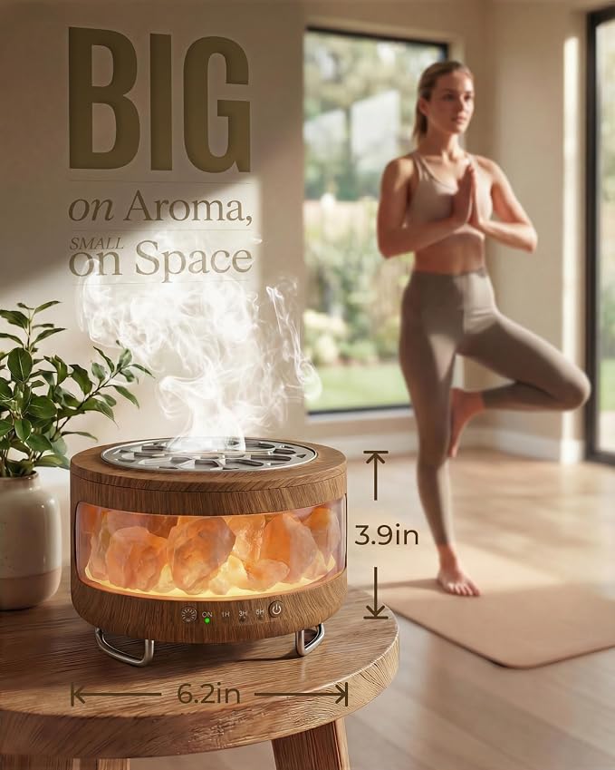 Essential Oil Diffuser with Himalayan Salt Lamp, 350ml Ultrasonic Aromatherapy - Image 5