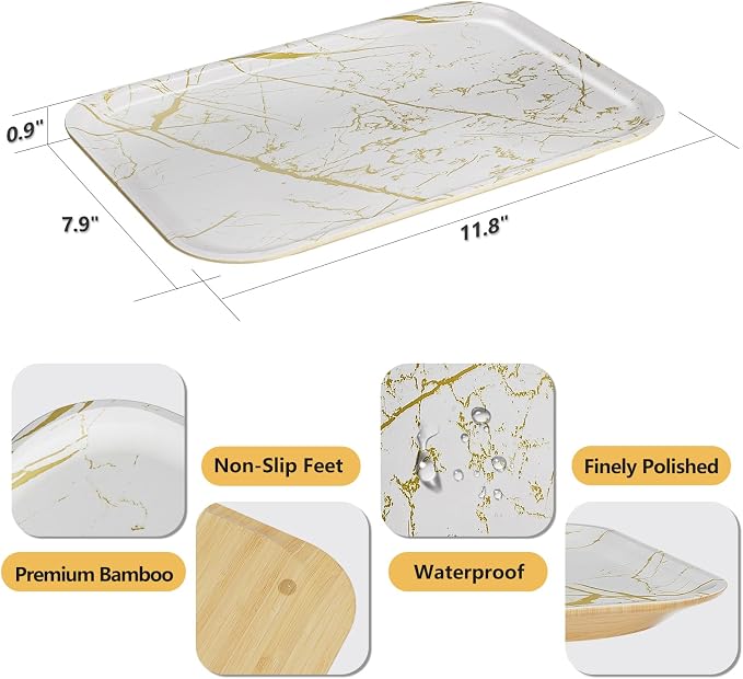 Weenson Bathroom Vanity Tray for Makeup Jewelry Candle Perfume Decor Toilet Tank - Image 4