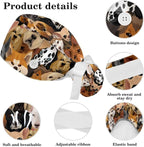 Adjustable Brown Dachshund Dog Blue Surgical Scrub Cap - Image 4