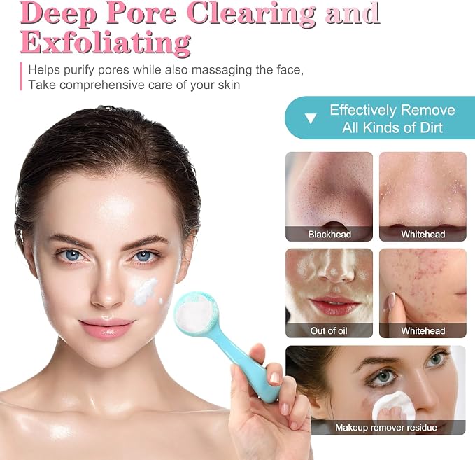 Silicone Manual Facial Cleansing Brush, NADUSEP 2 Pack Skin Friendly Soft - Image 4