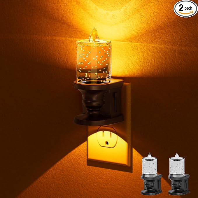 Briignite Flameless Candle Night Light, Bubble Night Lights Plug into Wall by WelcometoBriigniteenjoyyourtimehere
