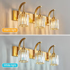3-Light Crystal Vanity Light, Modern Gold Bathroom Wall Sconce - Image 2
