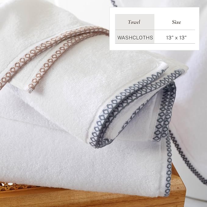 Great Bay Home Clay/White Washcloth Set - Image 6