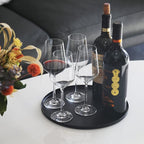 FREELOVE Black Tray, Round Serving Platter, Bar Circle Decorative Plate - Image 3