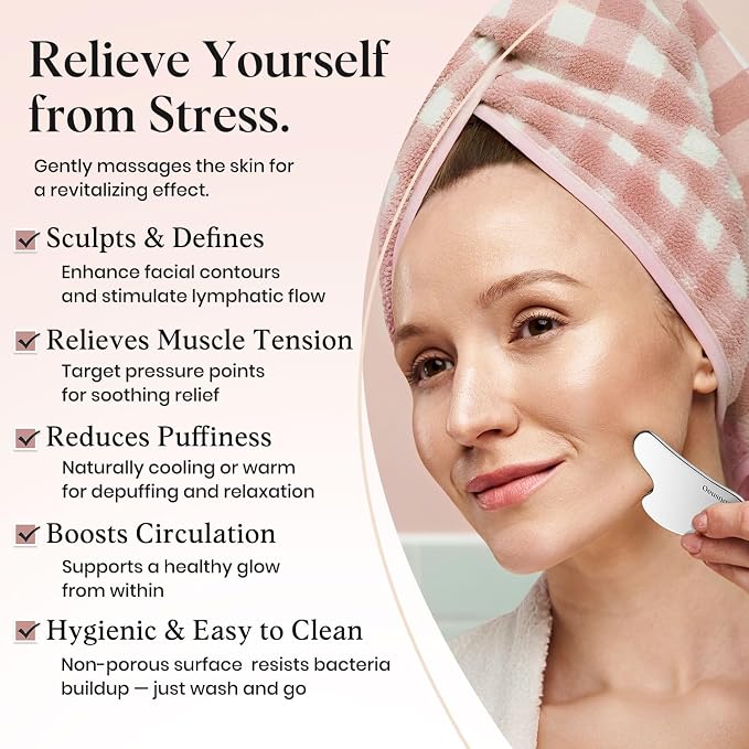 Stainless Steel Gua Sha Facial Tools, Lymphatic Drainage Massager - Image 3