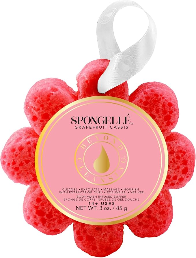 Spongellé Grapefruit Cassis Wild Flower Bath Sponge | Built-in Body Wash & Body by Spongell%C3%A9