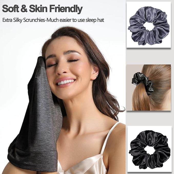 Satin Bonnet for Sleeping Night Cap, Adjustable Satin Lined Silk Bonnets Sleep - Image 8