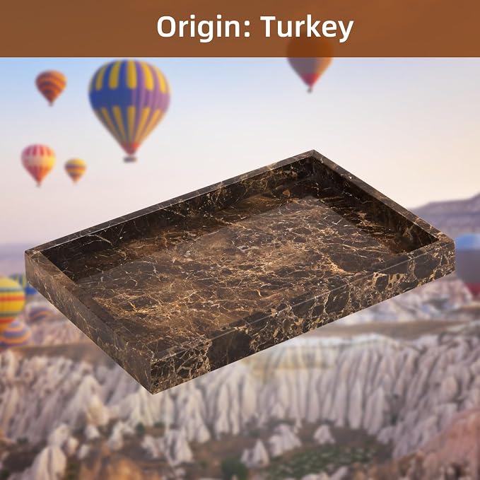 Marble Bathroom Vanity Tray, Natural Luxury Vanity Home Kitchen Bathroom Table - Image 6