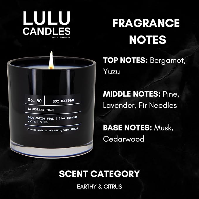 Lulu Candles | Evergreen Yuzu | Luxury Scented Soy Jar Candle | Hand Poured in - Image 3