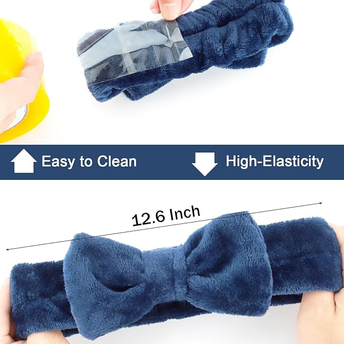 Ondder Spa Headband for Washing Face 8 Pack Navy Blue Skincare Headbands for - Image 5