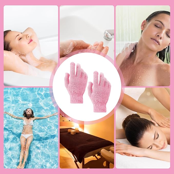 Sibba 2Pcs Exfoliating Wash Gloves Dual Texture Bath Gloves - Image 5