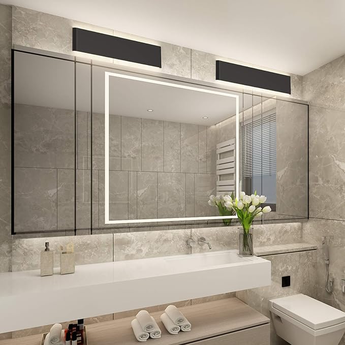 Aipsun 24in/20W LED Matte Black Modern Vanity Light Matte Black Wall Light Up - Image 5