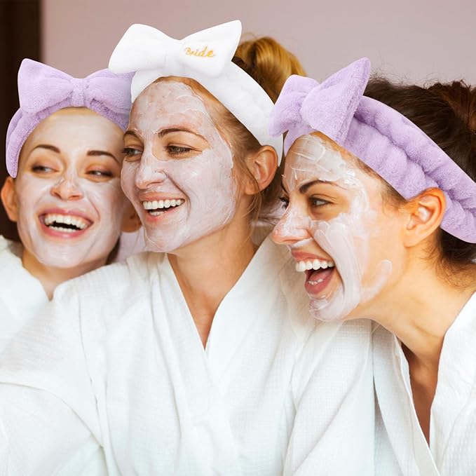 CIEHER 8 Pack White & Purple Spa Headband - Image 5